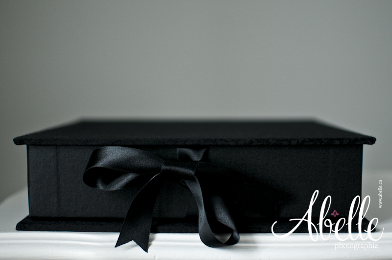Black fine art quality portfolio box with ribbon
