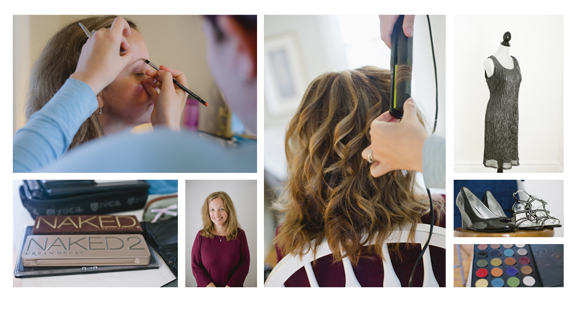 Images of a makeover for a personal branding photoshoot.