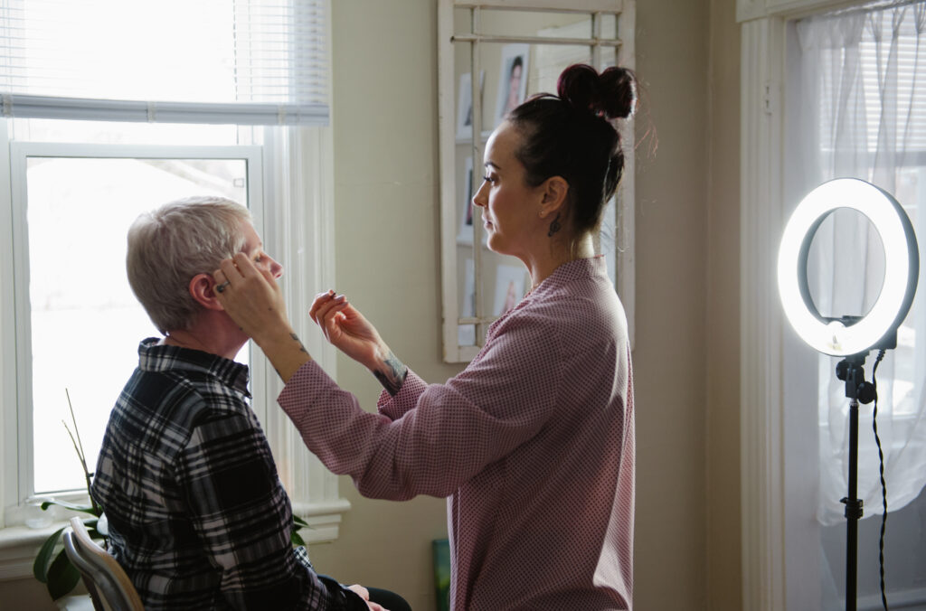 Hair and makeup makeover portrait session