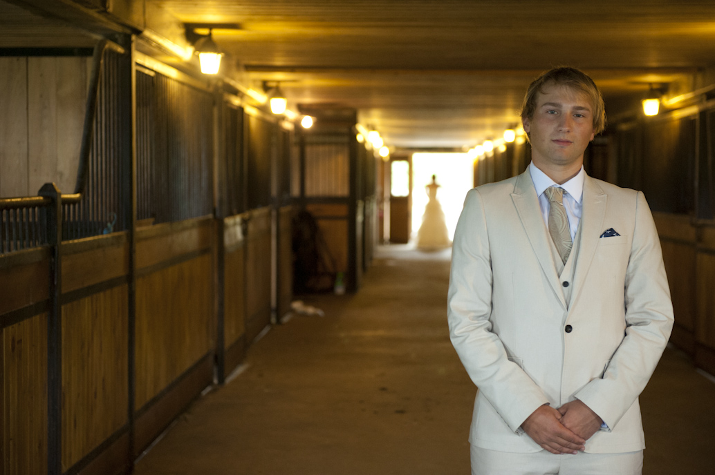 Groom waits for bride for first look