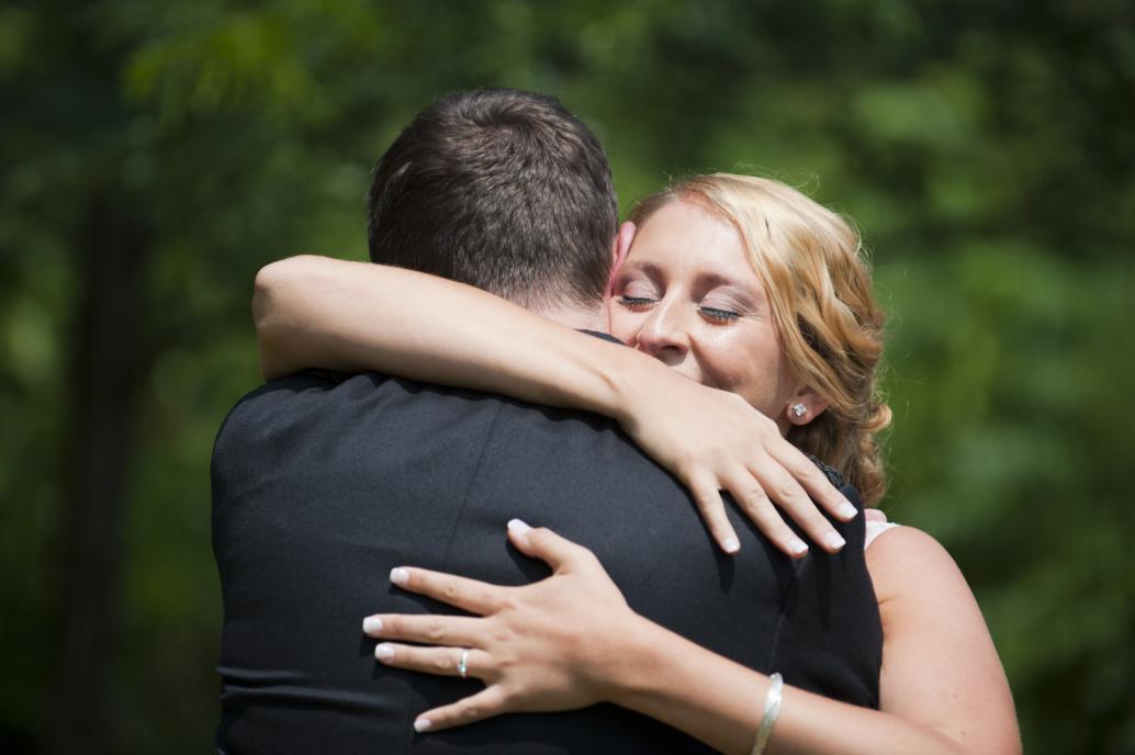 Bride and groom see each other for the first time